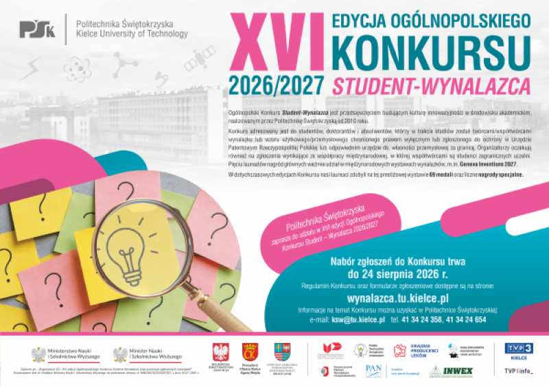 XVI edycja ogólnopolskiego konkursu Student-Wynalazca 2026/2027